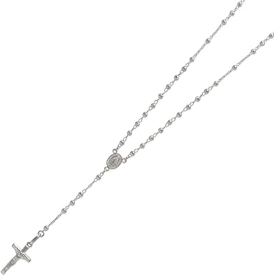 Solid 14K White Gold Chain Cross 