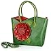 VANILLACHOCOLATE Women 3D Flower Seris PU Leather Tote Bag (Large, Green)