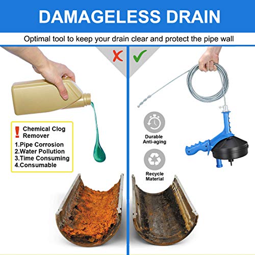 Drain Auger, Breezz Clog Remover with Drill Adapter, 25 Feet Heavy Duty