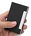 Business Card Holder Business Card Case - JuneLsy 2 Pack Luxury PU Leather and Stainless Steel Card Holder for Men and Women with Magnetic Shut Keep Business Cards Clean (Black/Blue)
