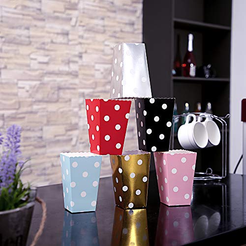 CLAIREBOX Popcorn Boxes Food Grade Multicolor Polka Dot Design for Movie Party, Theater Night, Festivals, Wedding Favors