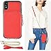 iPhone XR Leather Case, ZVE iPhone XR Zipper Wallet Case with Credit Card Holder Slot Crossbody Chain Handbag Purse Shockproof Protective Case Cover for Apple iPhone XR, 6.1 inch - Red