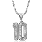 YOHAX Hip hop Jewelry Hip hop Necklace Stainless Steel Vacuum Gold Plated Set Number 10 Pendant Necklace Hip hop Men's and Women's Chain