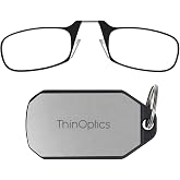 ThinOptics unisex adult Keychain Case + Reading Glasses, Black, 44 mm US