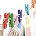 YYaaloa Mini Photo Clips 1 inch Mini Colored Natural Wooden Photo Paper Peg Pin Clothespins Craft Clips with 32.8ft Hemp String Jute Twine (45-50pcs, Assorted Color 25mm)