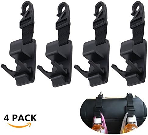 4 Pack Car Back Seat Headrest Hanger Storage Organizer - Car Vehicle Back Seat Hooks - Prevent Purses,Handbags,Coats,Grocery Bags and Water Bottle from Spilling or Rolling (4PACK)