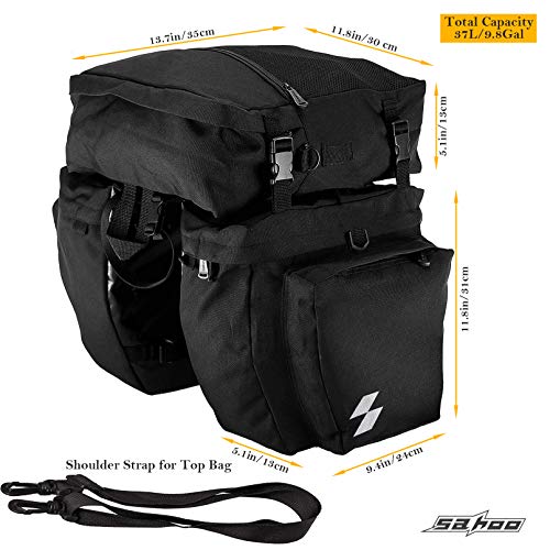 Sahoo Bike Rack Pannier Bag 3 in 1 Rear Rack Carrier Trunk Bag, Water