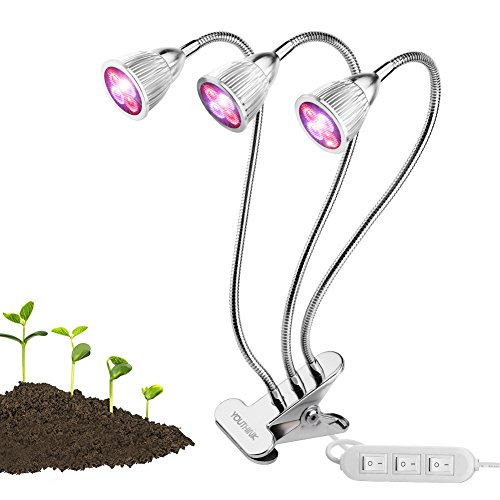 Buy LED Grow Light, 15W Desk Clip Triple Head Grow Lamp 360° Flexible