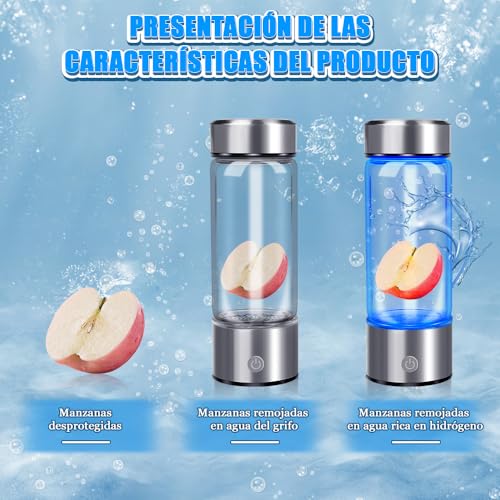 20.5 x 7 CM, Copo de Saúde Portátil Rico em Hidrogênio, Gerador de Garrafa de Água de Hidrogênio, Ionizador de Agua, Máquina Ionizadora de Água de Hidrogênio Recarregável para Viagens em Casa