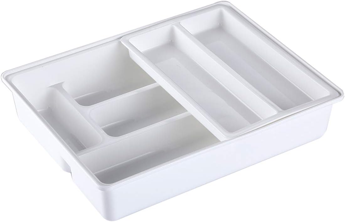 SHOWWF Cutlery Tray, Kitchen Drawer Dividers Sliding PushPull 2Tier