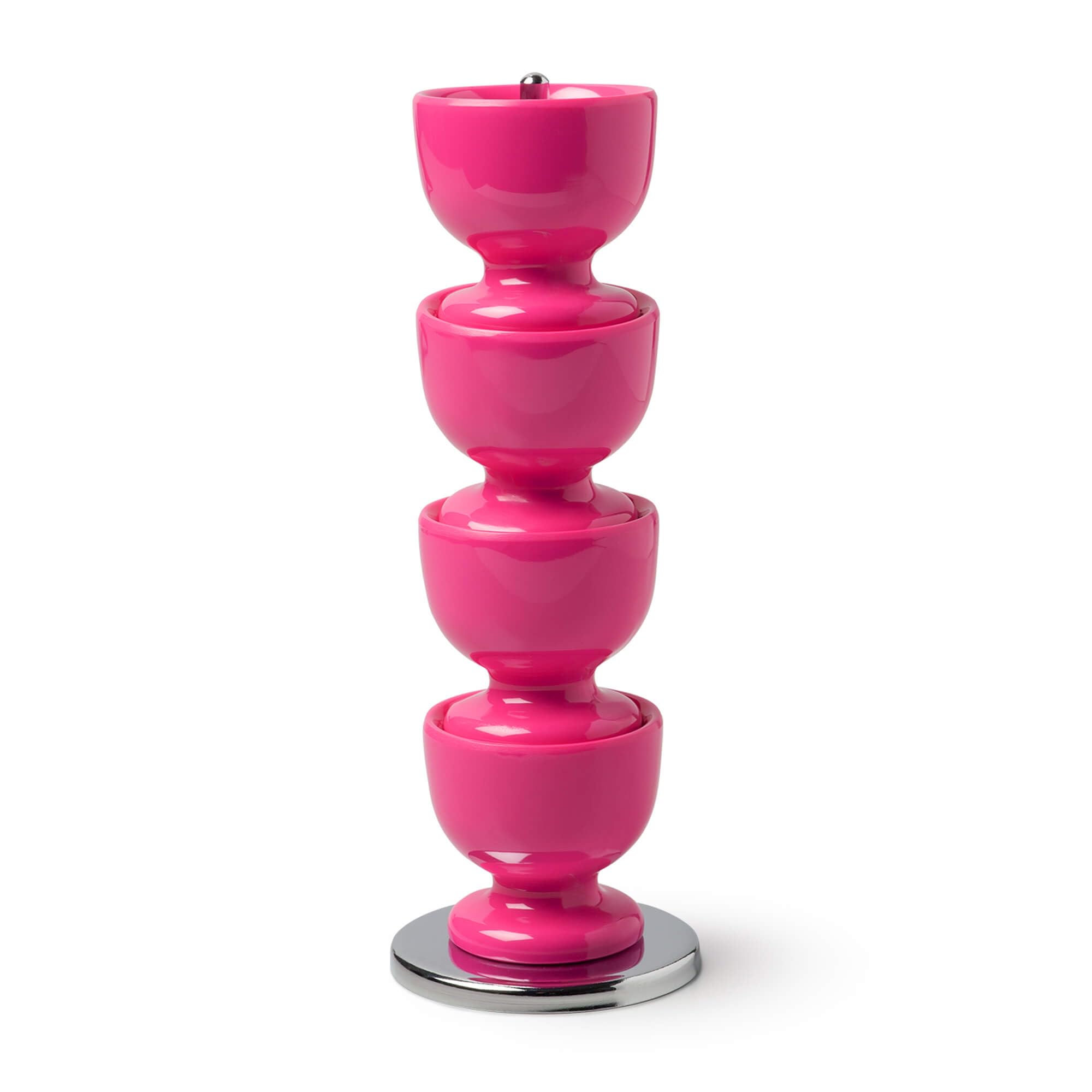 Zeal G277M Melamine Stack and Store Egg Cups/Holders, Set of 4 with Chrome Storage and Carry Stand-Mustard