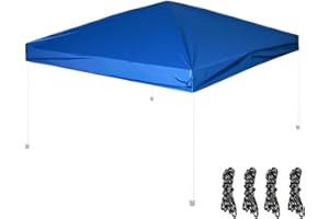 OUTMAX 10x10FT Pop-up Canopy Tent Replacement Top for Straight Leg, Instant Canopy Top Cover with Rope (Blue)