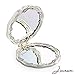 Jinvun Silver Vintage Round Purse Double Sided Mirror with Magnification | Clear, Compact, Retro, Handheld, Pocket, Sleek Rhinestones & Ergonomic Grip | for Makeup, Cosmetics, Travel, Vanity & More