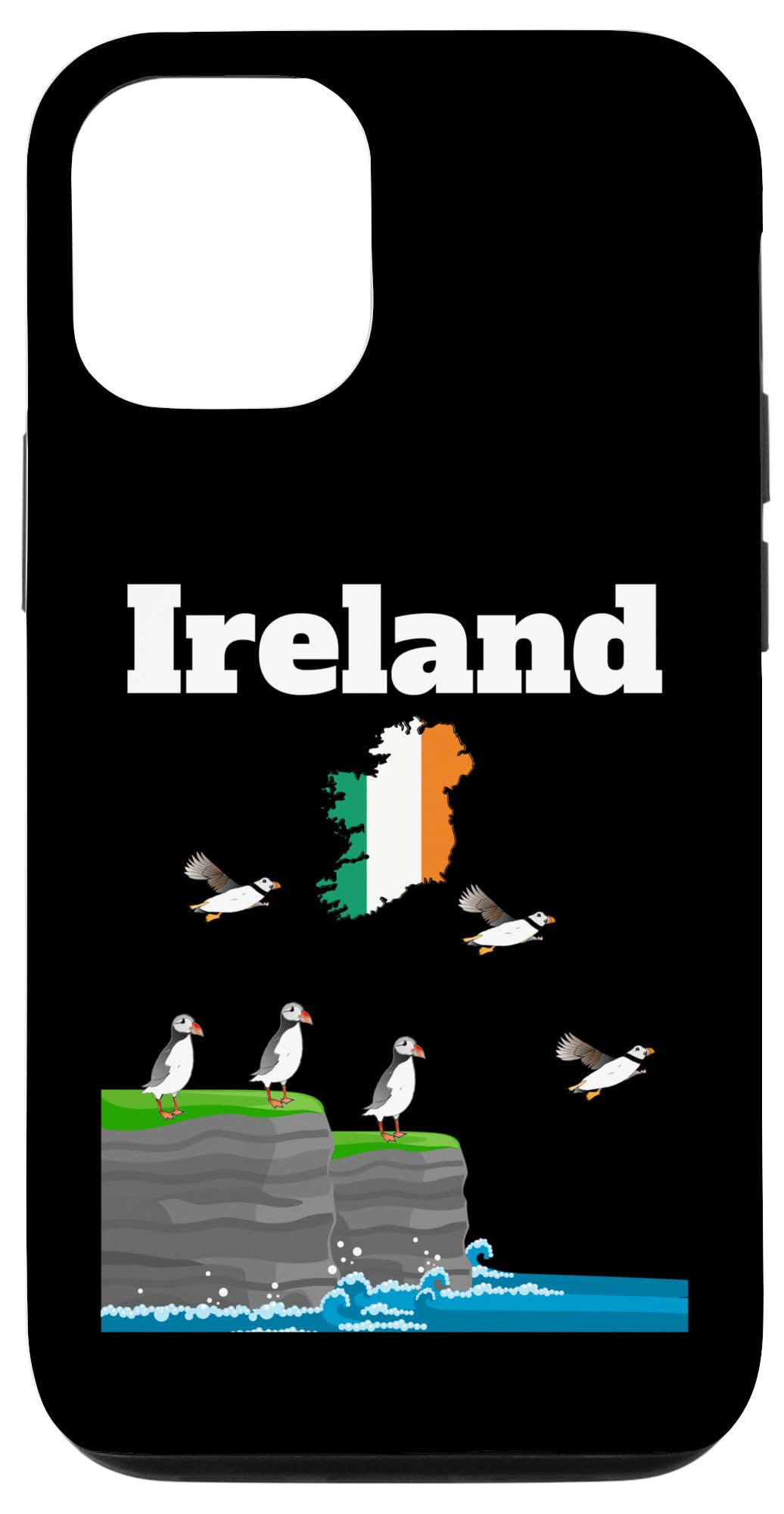 iPhone 13 Pro Ireland Puffin Colony Sea Cliffs Ireland Flag Trip Souvenir Case