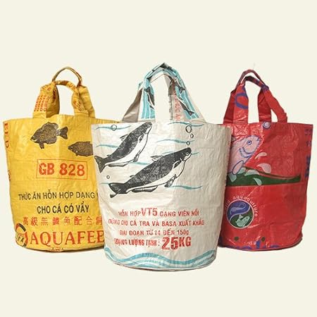 recycled rice bag tote