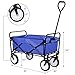 FIXKIT Collapsible Outdoor Utility Wagon, Folding Sturdy Garden Shopping Cart for Beach with All-Terrain Wheels, Blue