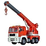 WolVol Friction Powered Construction Crane Truck Toy with Lights and Sounds for Kids, Crane arm can expand to 18 inches