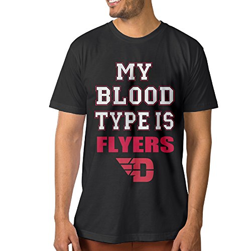 PKTWO Men's Dayton Flyers Blood Fashion Tshirts Short Sleeve Black L