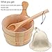 Wooden Sauna Bucket with Ladle and Sauna Hat- Handmade 4 Liter (1 Gallon) Wooden Sauna Bucket with Wooden Ladle and Free Size Wool Sauna Hat