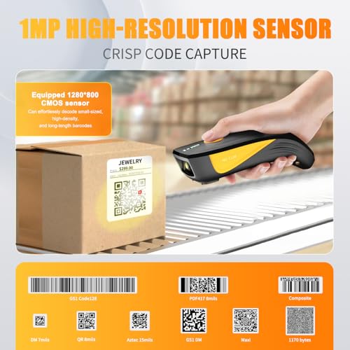 NETUM CS7501 QR Code Scanner - Upgraded Bluetooth Barcode Scanner, Mini Portable 1D and 2D Barcode Reader for Inventory Management, Wireless Imaging Scanner