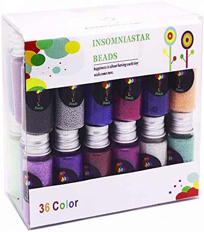 INSOMNIASTAR 720g nail art tiny small beads crafts 36 color (silver lid)