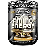 MuscleTech Essential Series Platinum Amino Plus Energy BCAA Powder, Tropical Mango, 11.19 Ounce, 30 Serving