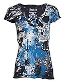 Archaic AFFLICTION Womens T-Shirt HYDRATE Skulls Tattoo Biker Sinful