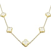 Aimétte Monette 18K Gold/Silver Plated Four Leaf Clover Necklace Dainty Non Tarnish Gold Necklace for Women Trendy Lucky Jewelry Gift Valentines Day Gifts