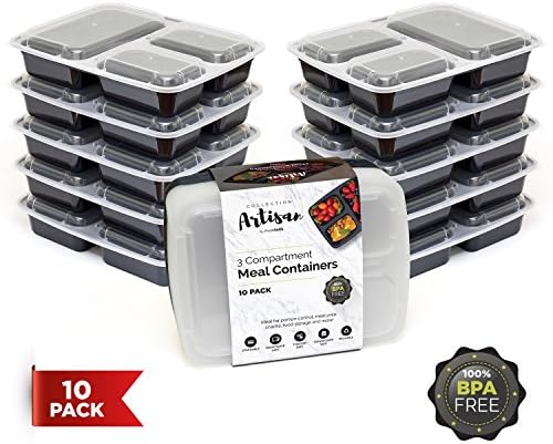 Avantelik Meal Prep Containers with Lids (10-Pack) Stackable Bento Box Lunch and Food Storage | Healthy Portion Control | Leak Resistant, BPA Free | Microwave, Freezer Safe