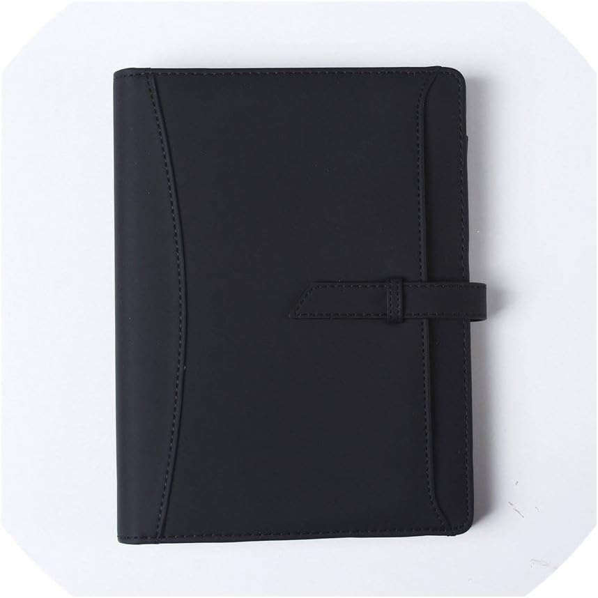 Leather School Student Spiral Notebook Stationery,Fine Office Personal Binder Daily Weekly Planner Agenda Organizer A5,Black,Only Leather Cover