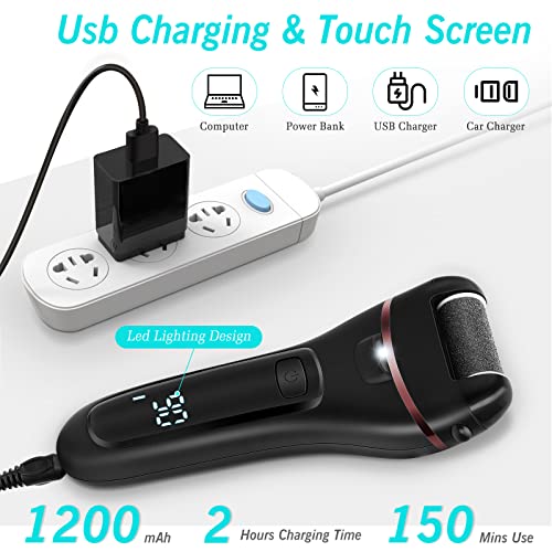 Electric Callus Remover for Feet, 2 Speed Electric Foot File, Rechargeable Foot Scrubber Pedicure kit for Cracked Heels and Dead Skin with 3 Roller Heads.