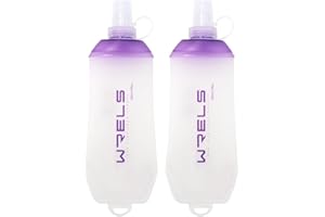 WRELS 200ml/350ml/500ml Collapsible Soft Flask,BPA Free Folding Soft Water Bottle with Hanging Ring,Lightweight TPU Hydration Flask for Running Marathon Cycling Hiking(350ml-2 Packs)