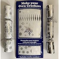 Crackers Ltd Set of 12 Flat Pack Make Your Own Christmas Crackers - Silver Snowflake Design