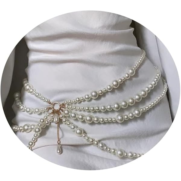 Amazon.com: Xerling Faux Pearl Shoulder Harness Body Chain