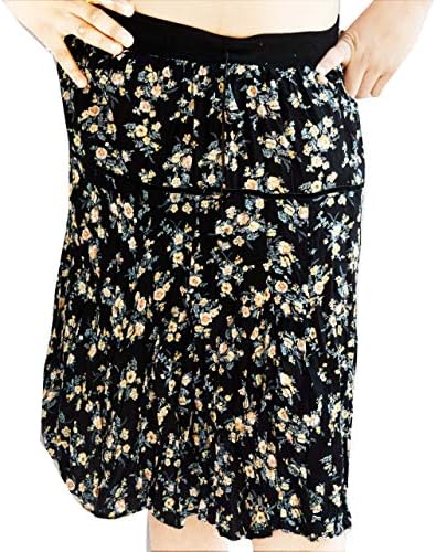 Jaimanifashion Women's Cotton Skirt Knee Length Skirt Black