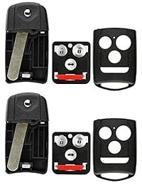keylessoption Keyless Entry Control Remoto Uncut Blank Flip Key Fob Shell caso Funda exterior (Pack de 2)