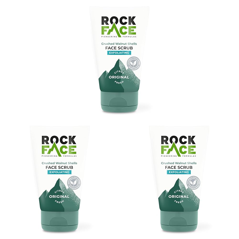 Rockface Exfoliating Face Scrub for Men 100ml | Everyday Face Scrub | Invigorates Tired Skin | Fresh Citrus | Smooth Skin (Pack of 3)