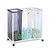 HOMZ Triple Clothing Sorter with Wheels, 3 Removable Bags, 31
