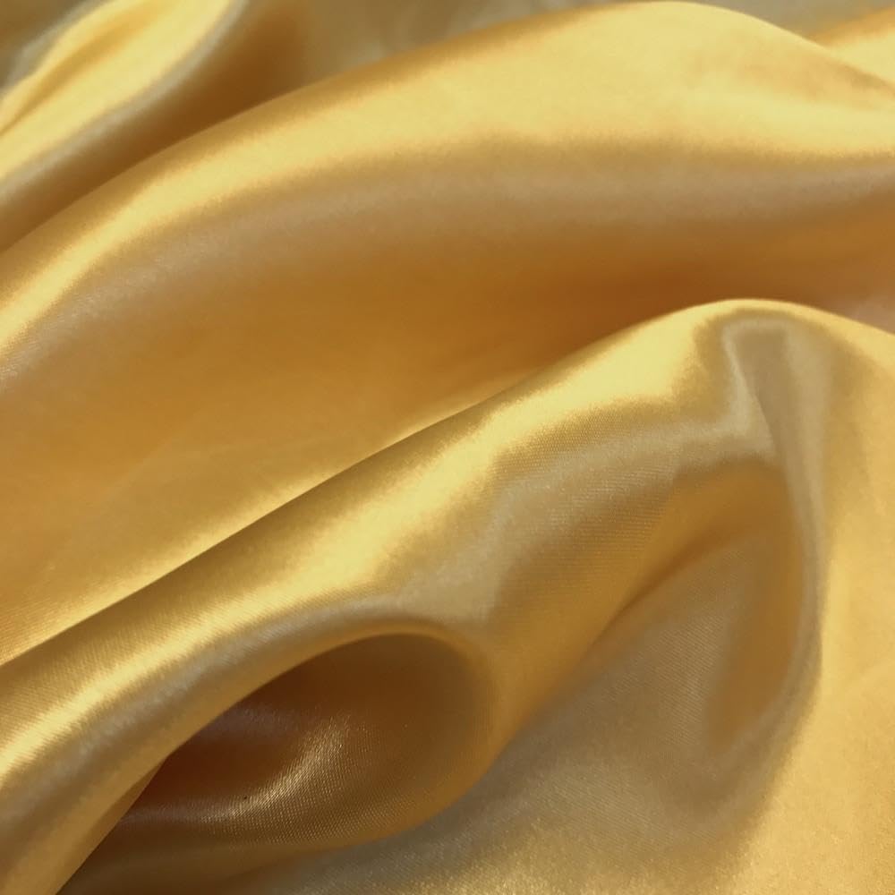 Satin Fabric | Decoration & Sewing | Shiny & Luxury | 60" Wide Roll | Metallic Shiny | Upholstery, Lining, Drapery, DIY Crafts (Rich Gold, 5 Yards)