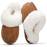 Project Cloud 100% Genuine Leather Slippers for Women Footwear with Genuine Fur Lining Womens Clogs & Mule - Non-Slip Indoor/Outdoor Scuff Womens Slippers with Memory Foam Insole