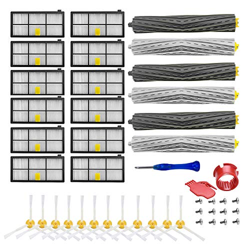 Yonice Replacement Accessory Kit for iRobot Roomba 800 900 Series 805 860 870 871 880 890 960 980,Replacement Parts12x Filter,12xBrush,3X Extractors