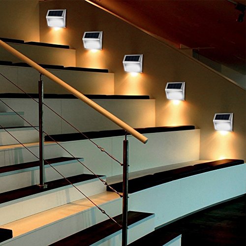 Outdoor Wall Stair Lamp ,INorton Stainless Steel Pathway Lamp ,Household Solar Energy Outdoor Waterproof Garden Light(Warm white)