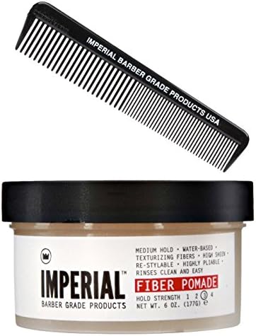 Imperial Barber Grade Products Fiber Pomade 6 0z. (6oz w/Comb)