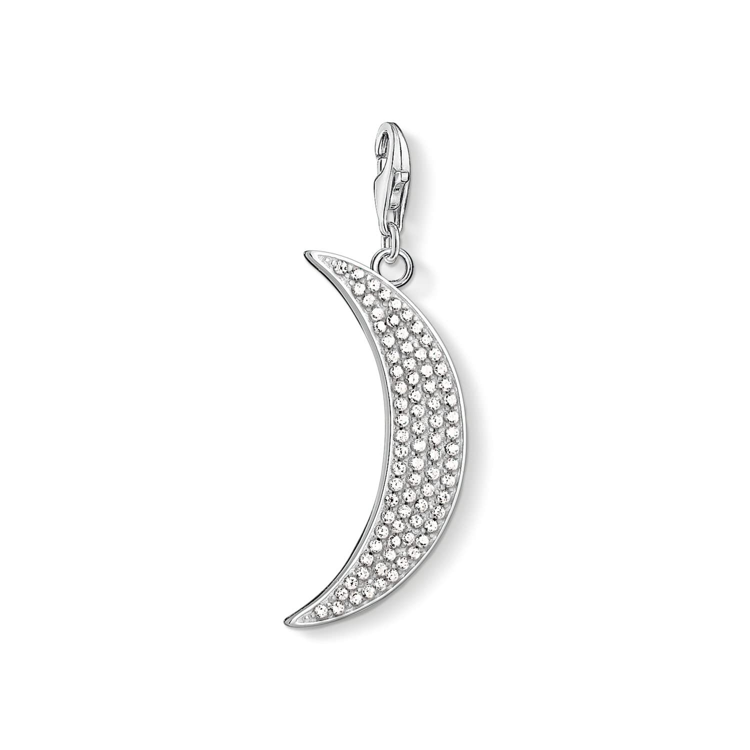 Thomas Sabo Women Charm Pendant Moon PAVÉ 925 Sterling Silver Y0009-051-14