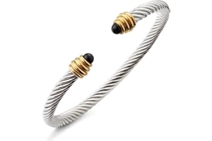 Dorriss Cable Bracelet for Women, Twisted Cable Wire Bangles Bracelets Two Tone Women Jewelry