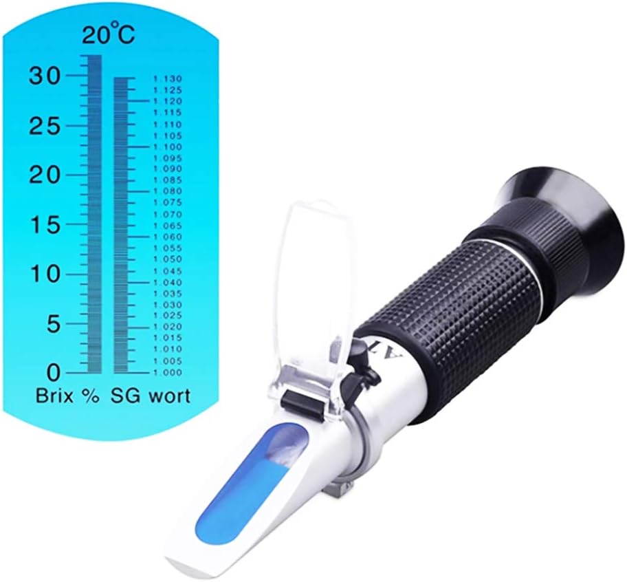 Brix Refractometer with ATC Digital Handheld Refractometer for Homebrew Wort Beer Wine Fruit Sugar Dual Scale-Specific Gravity 1.000-1.130 and Brix 0-32% (Black)