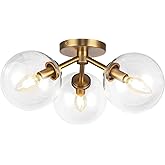 Alora Mood SF549315AGCL Cassia Semi Flush, 3-Light 9 Total Watts, Aged Brass/Clear Glass