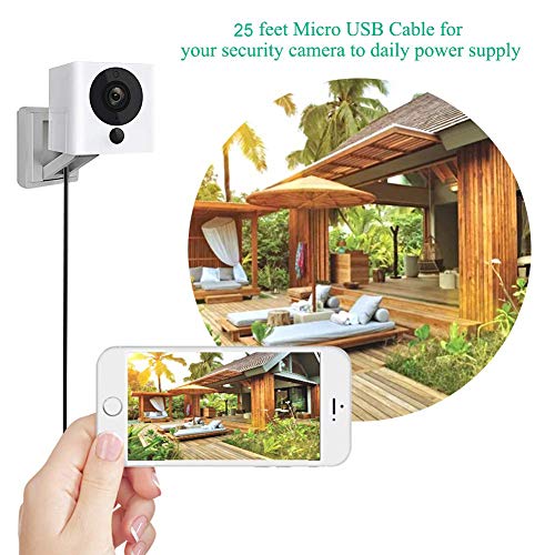 Smays 2Pack 25ft Power Extension Cable Compatible for WyzeCam, Wyze