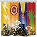 Riyidecor Superhero Shower Curtain Cartoon Cityscape at Night Captain Shield Street Fight Colorful Lightning Green Hand Bathroom Decor Fabric Polyester Waterproof 72x72 Inch 12 Pack Plastic Hooks