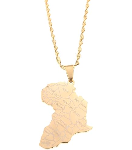 Africa Map Heart Necklace - Gold Plated Stainless Steel Pendant - Gift For Lovers, Family & Friends